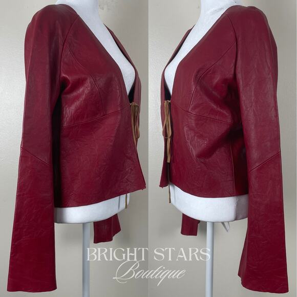 Rare Red Leather Jacket ASO Buffy the Vampire Slayer Tie Front Deadstock Vintage - Picture 7 of 12